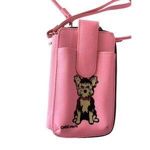 Marc Tetro Womens Crossbody Purse Handbag Pink Dog 7.5x4.5x1.5 Yorkie Yorkshire